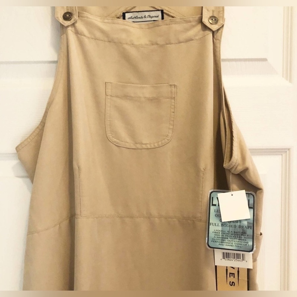 VTG Vintage Directives Lyocell Boho Tan Jumper Dress Utility Overalls Maxi XL - Picture 13 of 15